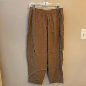 Max Studio Tan Linen Blend Flowy Pants Size XL